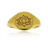 Gold Plated Lotus Flower Signet Ring