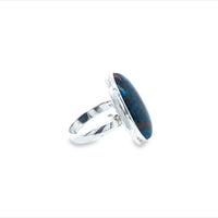 Onatah Sterling Silver Oval Shape Chrysocolla Bezel Set Ring. Size 10/T.5/60