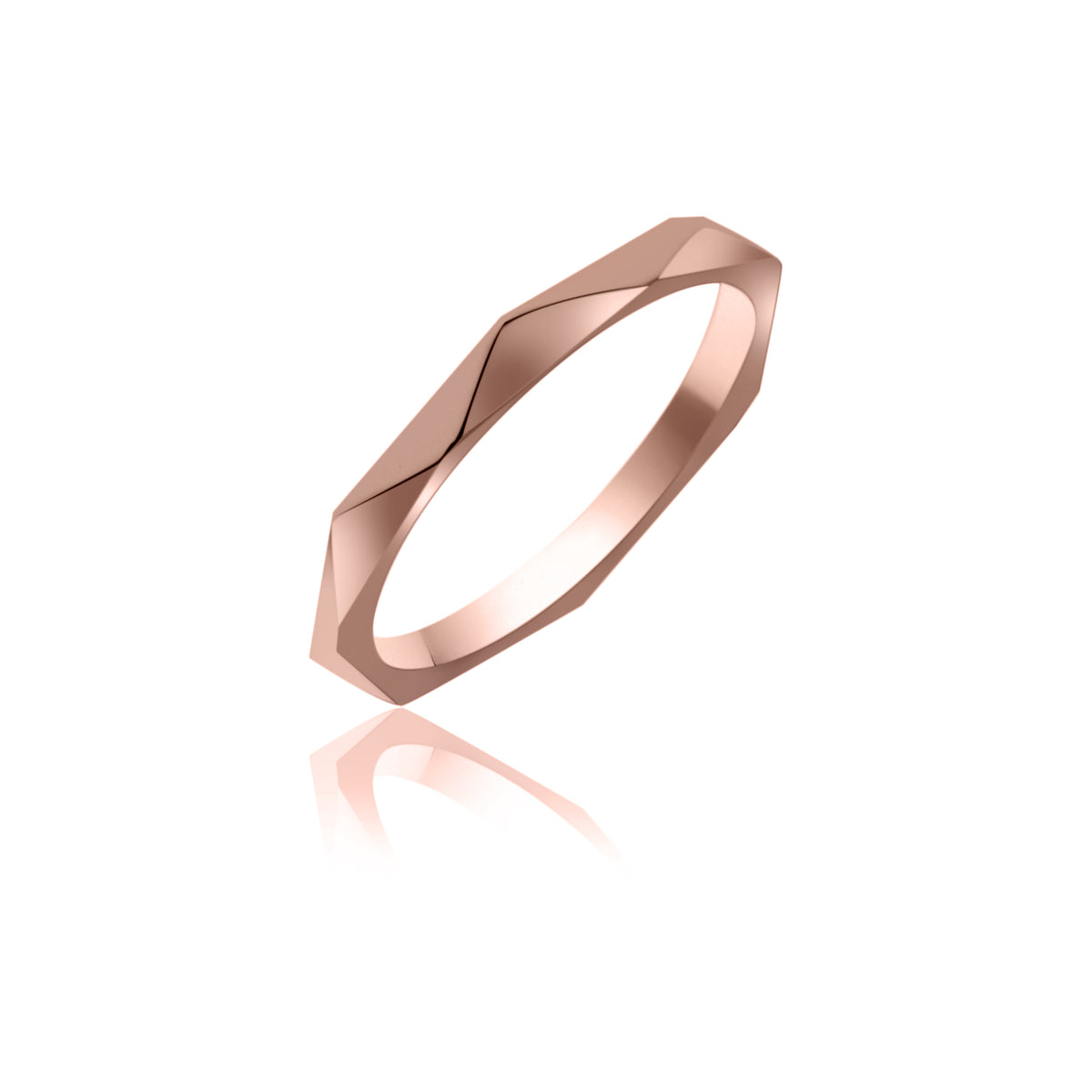 Rose Gold Plated Faceted Stacker Ring