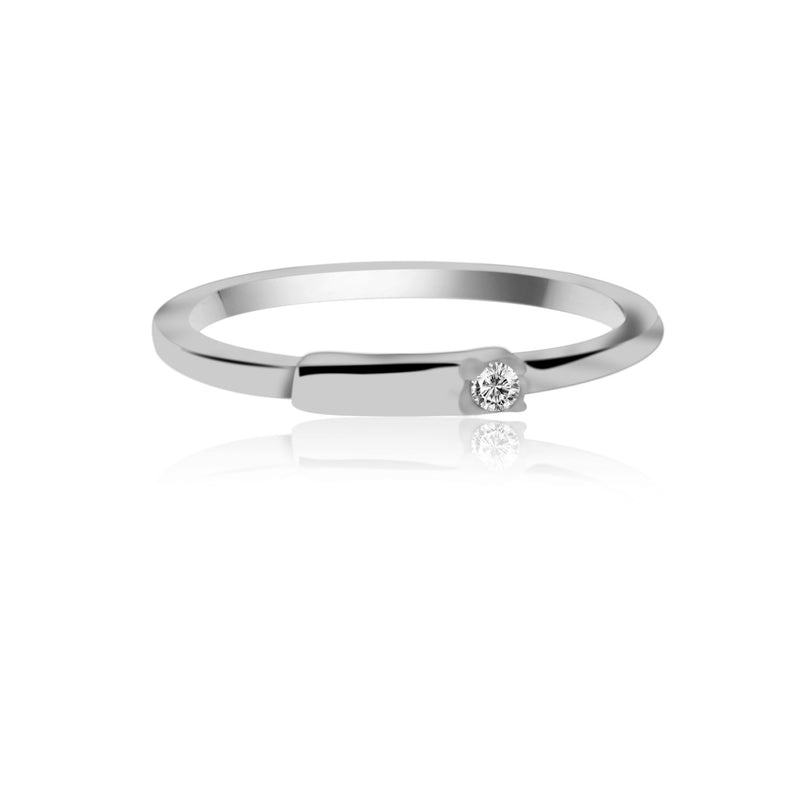 Silver Panel Stacker Ring With Cz