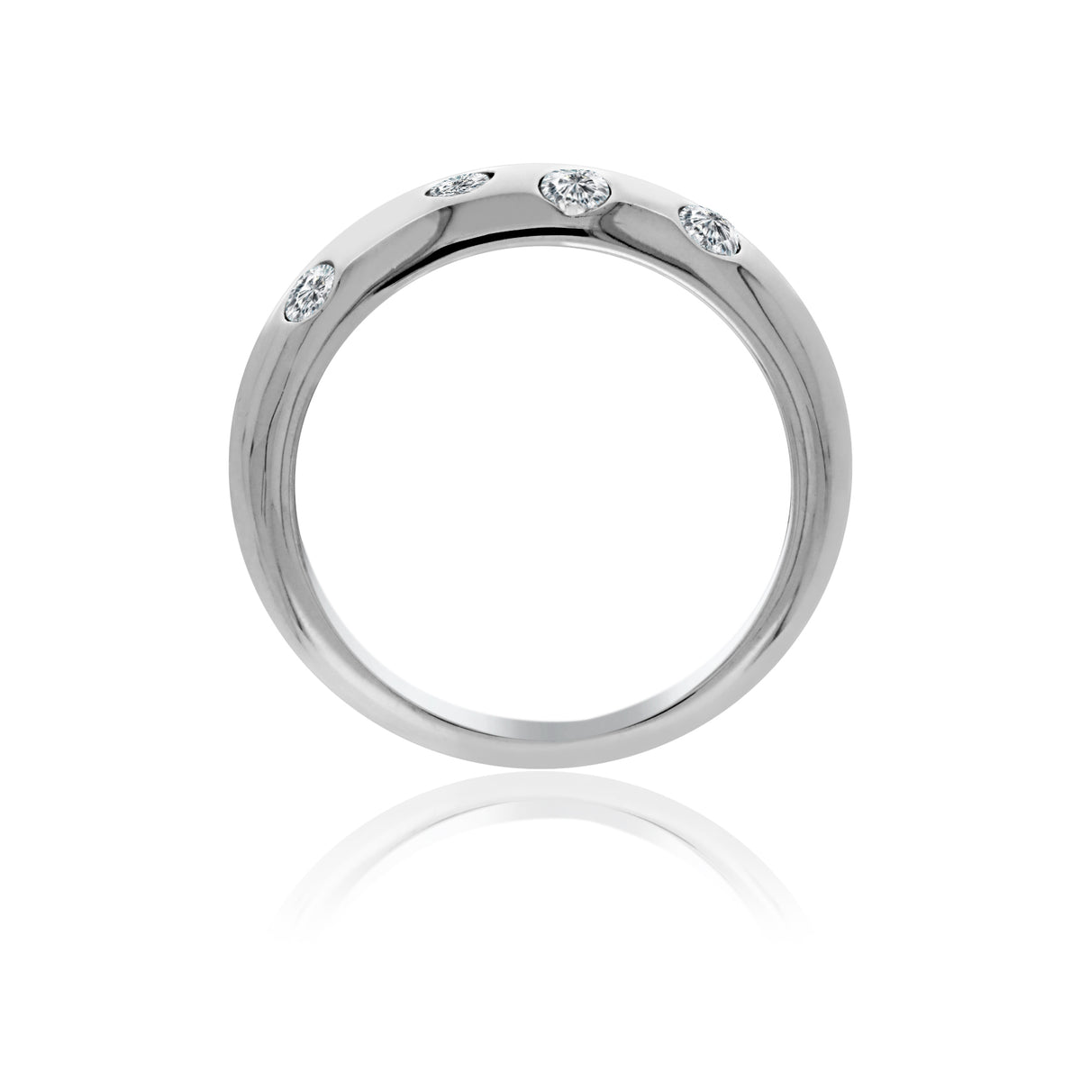 Silver Dome Ring Set With Round Cz's