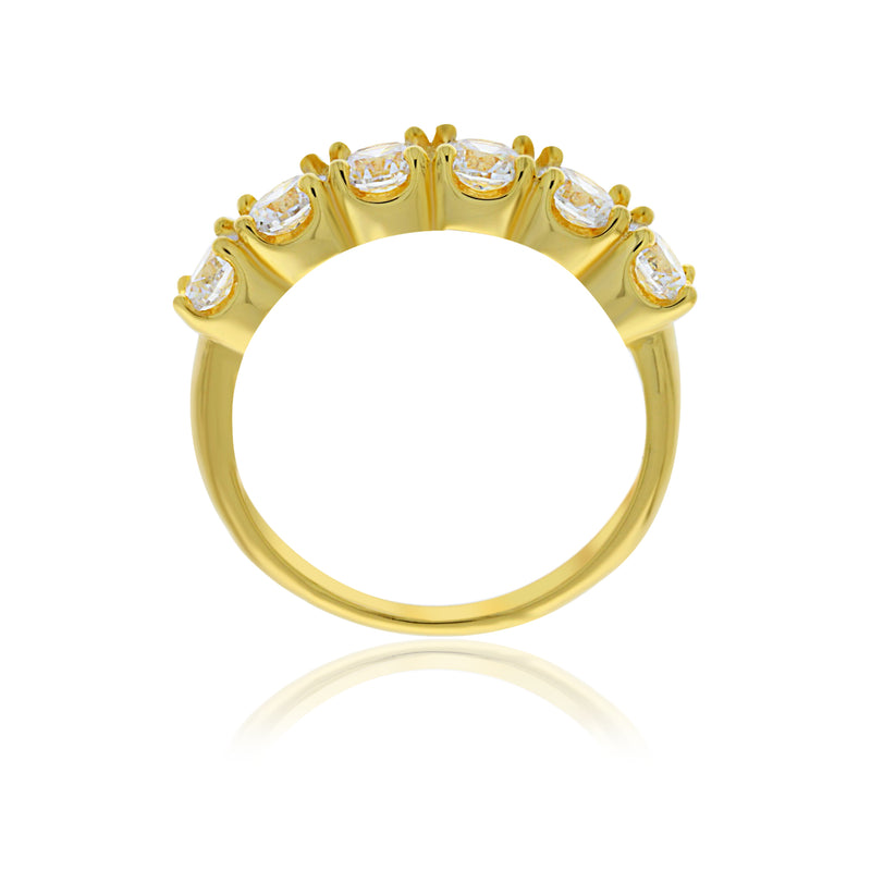 Yellow Gold Plated 6 Stone Cz Set Ring