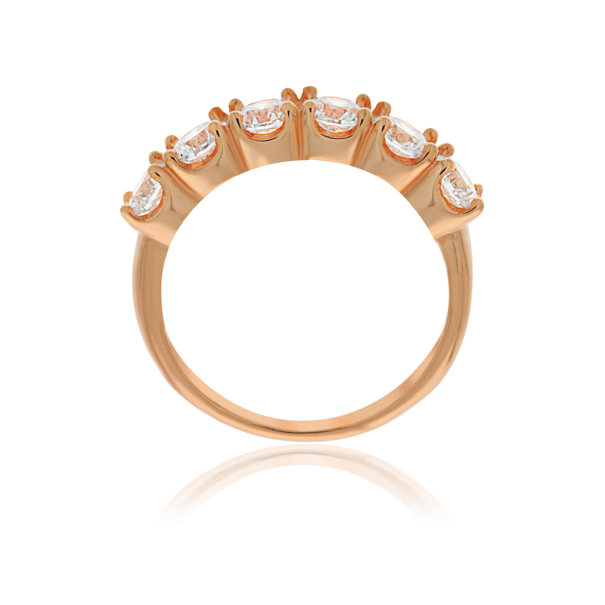 Rose Gold Plated 6 Stone Cz Set Ring