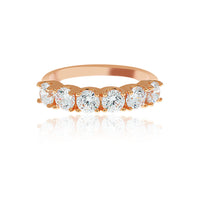 Rose Gold Plated 6 Stone Cz Set Ring