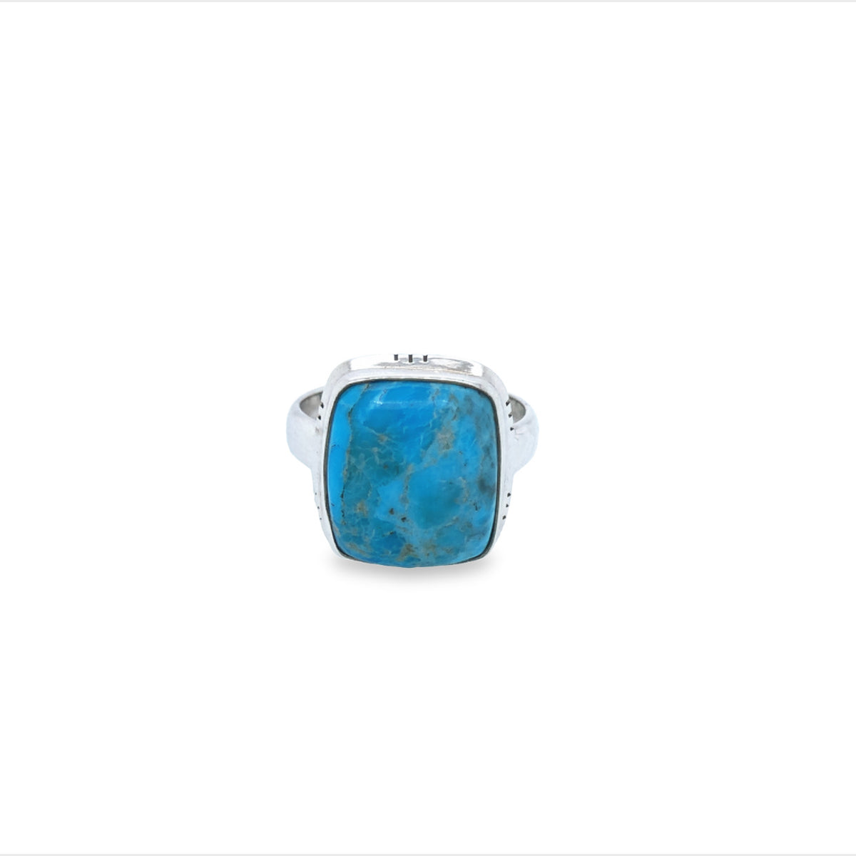 Onatah Sterling Silver Small Cushion Shaped Arizona Turquoise Ring