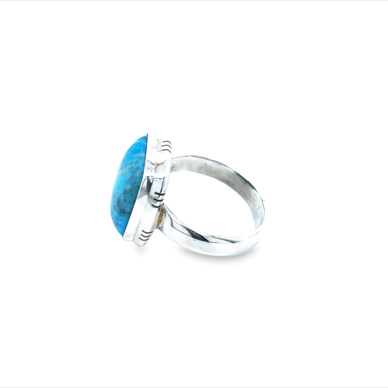 Onatah Sterling Silver Small Cushion Shaped Arizona Turquoise Ring