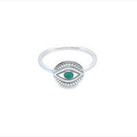 Sterling Silver Evil Eye Turquoise Ring Size M