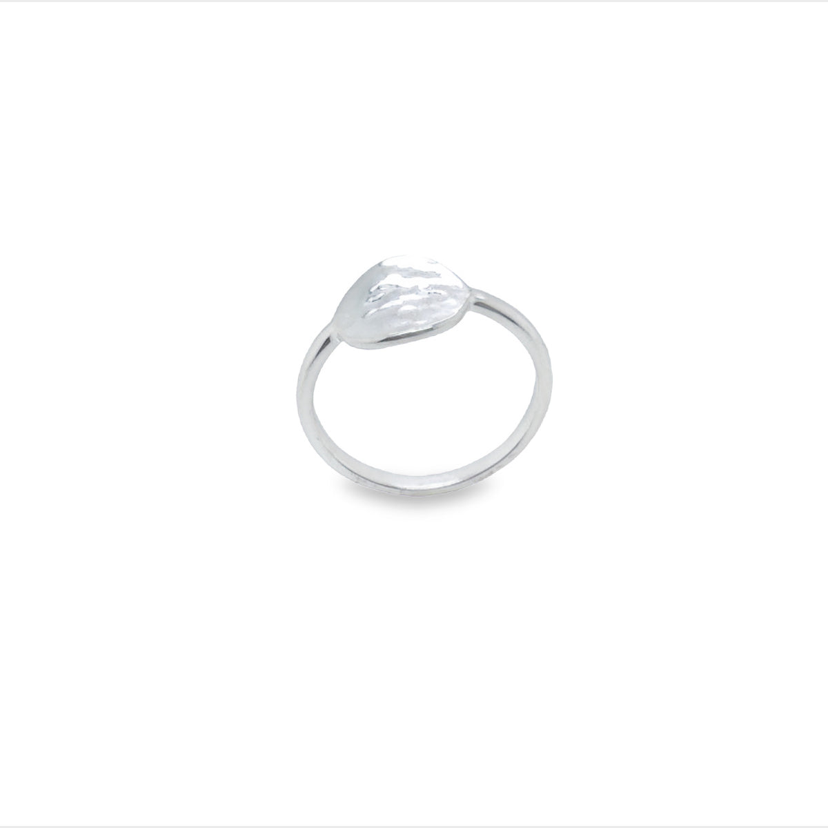 Sterling Silver Round Hammered Finish Ring Size N