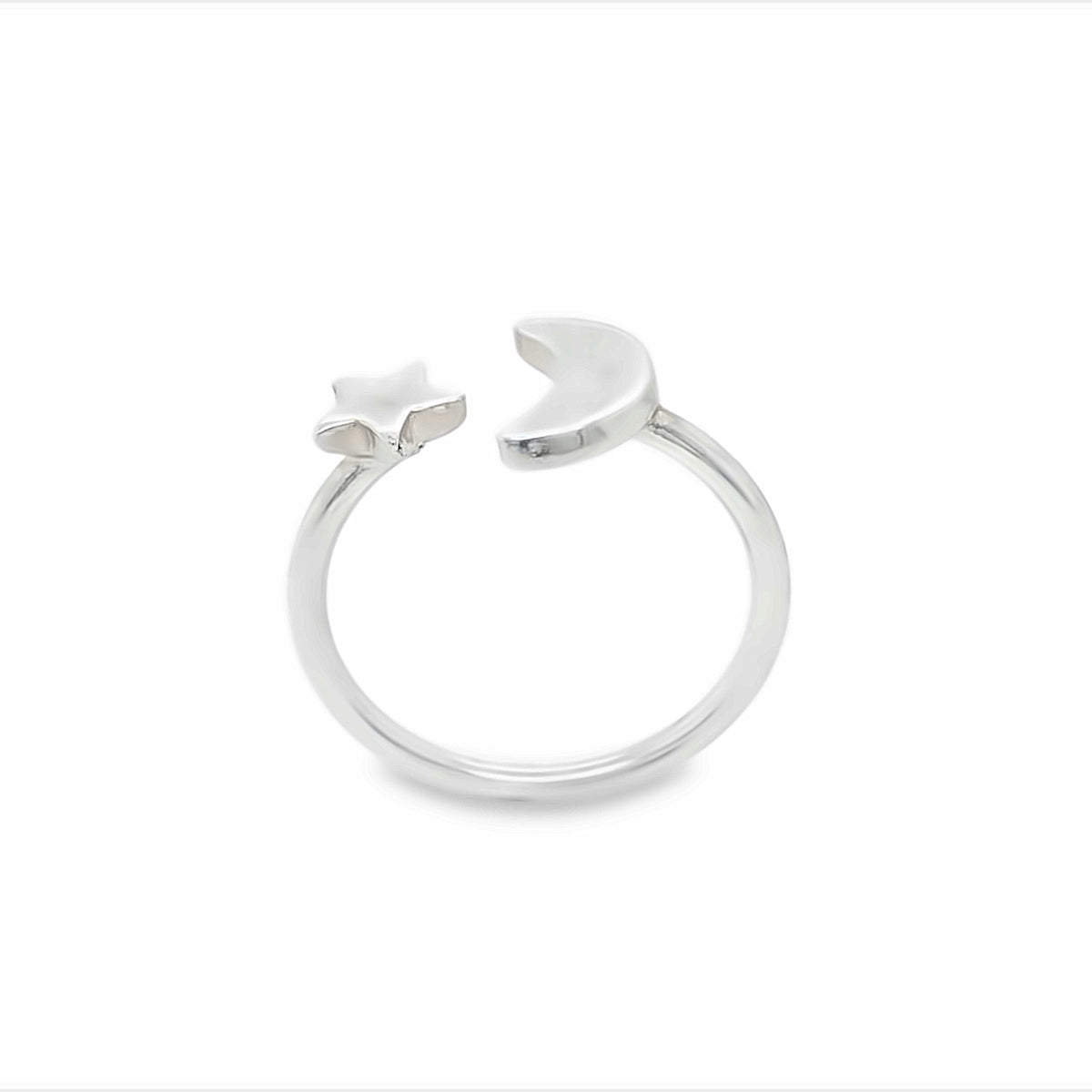 Onatah Sterling Silver Star And Moon Open Ring Size R
