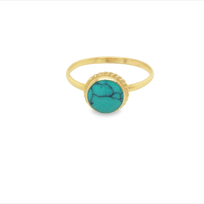 Gold Plated Turquoise Stacked Ring With Twist Surround