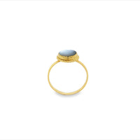 Onatah Sterling Silver Yellow Gold Plated Mother Of Pearl Ring With Twist Surround Size L