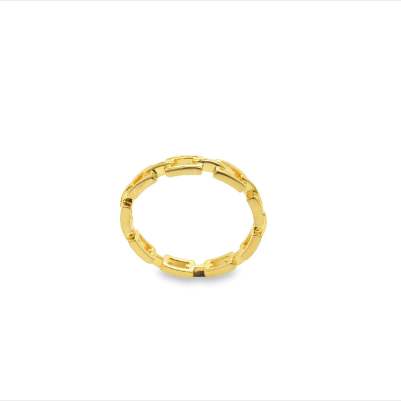 Onatah Sterling Silver Yellow Gold Plated Link Stackable Band Size P