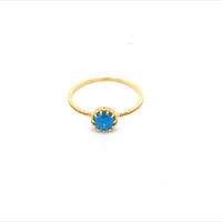 Onatah Sterling Silver Yellow Gold Plated Blue Stone With Engraved Band Size P