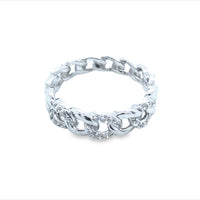 Olivia Sterling Silver Rhodium Plated Cz Set Chain Ring Size 8/P