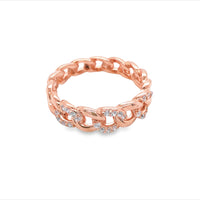 Olivia Sterling Silver Rose Gold Plated Cz Set Chain Ring Size 8/P