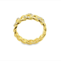 Olivia Sterling Silver Gold Plated Cz Set Chain Ring Size 7/N