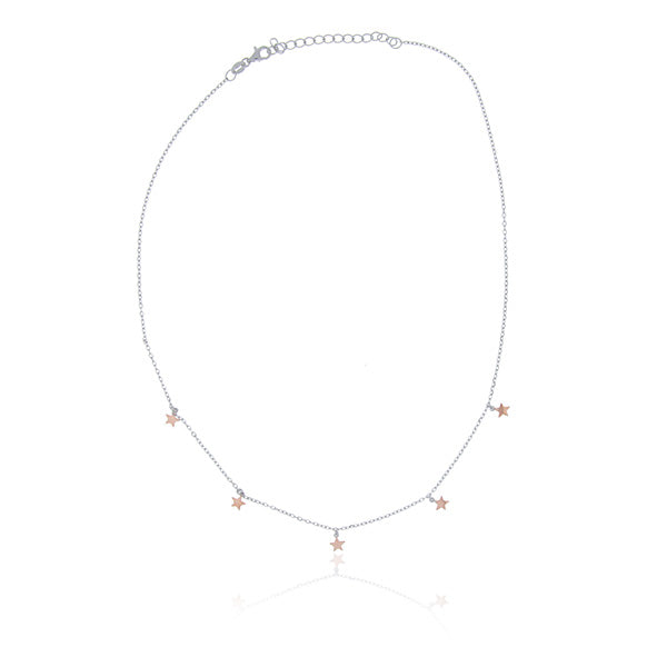Rose Gold Plated 5 Star Choker Necklace