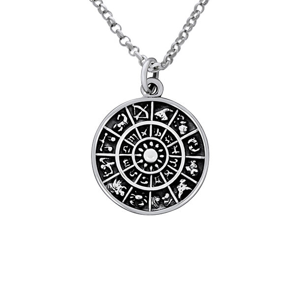 Silver Zodiac Wheel Pendant