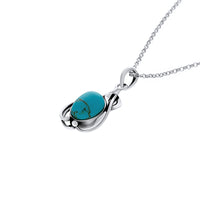 Silver Lily And Vine Drop Turquoise Pendant