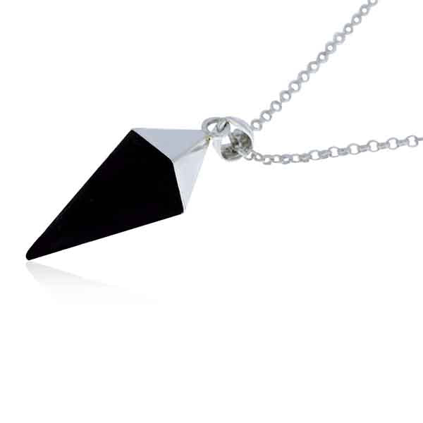 Silver Large Black Onyx Prism Pendant