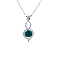 Silver Double Drop Pendant With Round Turquoise