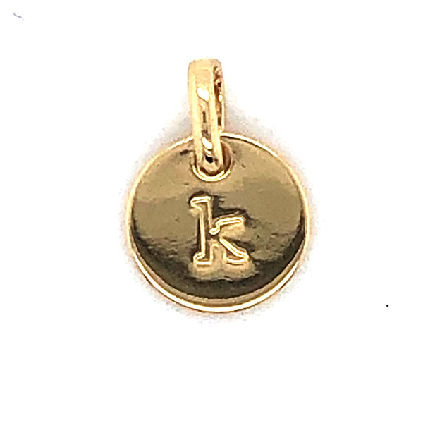 Mojo Yellow Gold Plated Initial K Charm