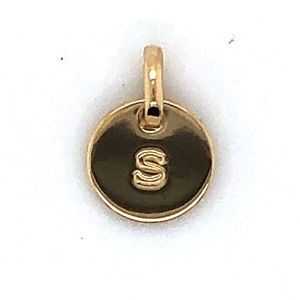 Mojo Yellow Gold Plated Initial S Charm