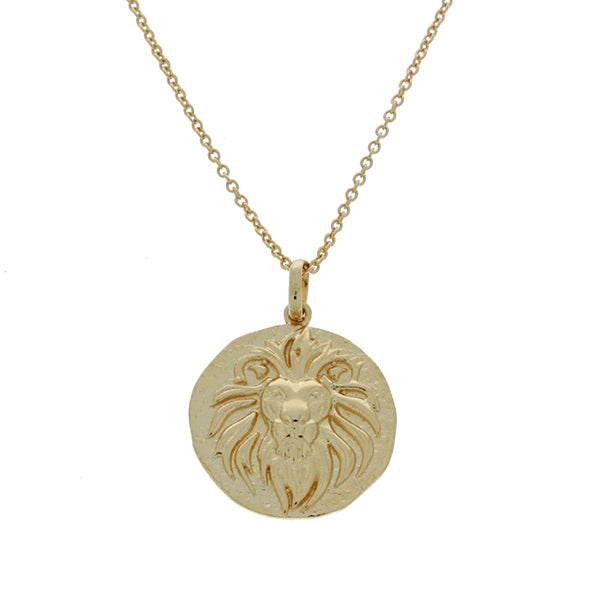 Mojo Yellow Gold Plated Brass Pendant Featuring A Lion