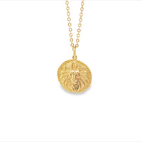 Mojo Yellow Gold Plated Brass Pendant Featuring A Lion