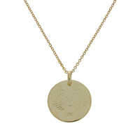 Mojo 18Ct 3 Micron Gold Plated Brass Polished Disc Pendant Featuring Egyptian Scarabee