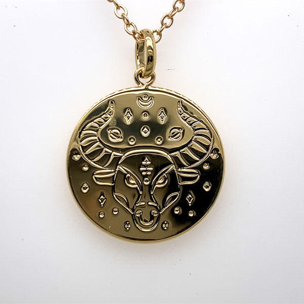 Mojo Gold Plated Brass Zodiac Pendant - Taurus