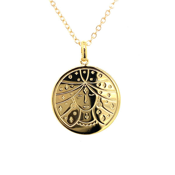Mojo Gold Plated Brass Zodiac Pendant - Virgo