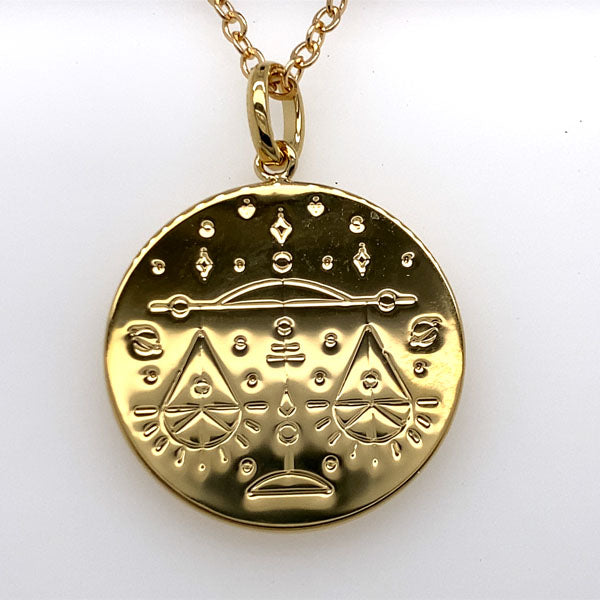 Mojo Gold Plated Brass Zodiac Pendant - Libra