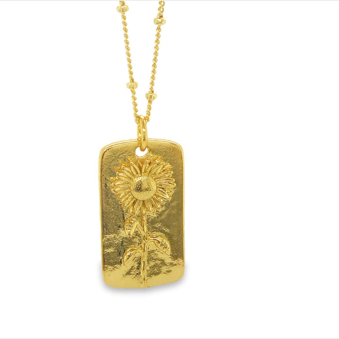 Yellow Gold Plated Sunflower Pendant Necklace