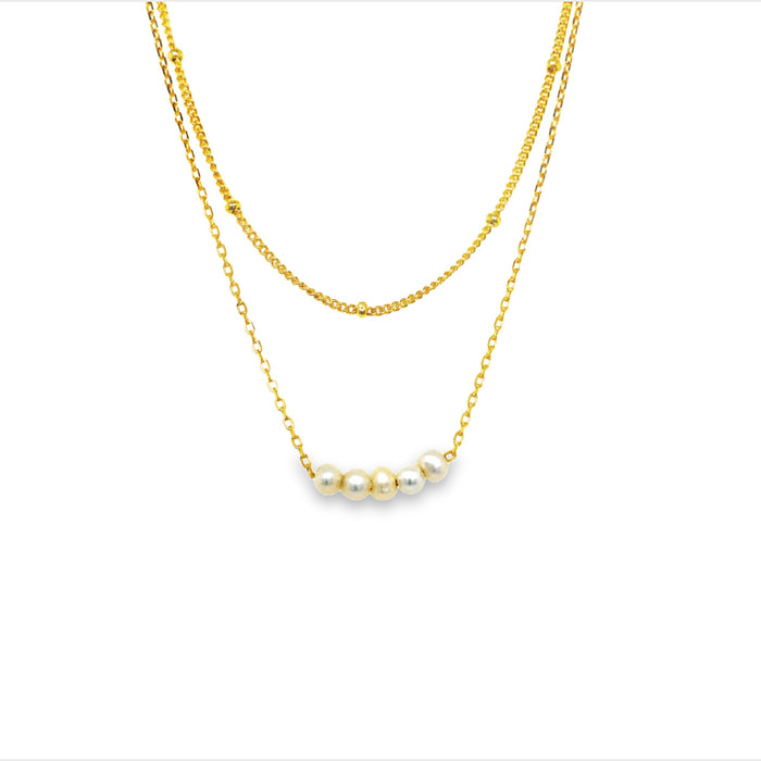 Onatah Sterling Silver Yellow Gold Plated Layered Pearl Necklace