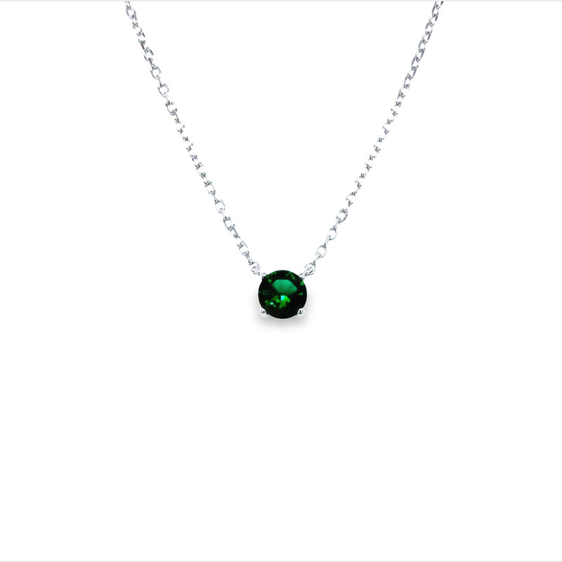Onatah Sterling Silver 4 Claw Green Cz Pendant With Chain 40Cm + 5Cm Ext