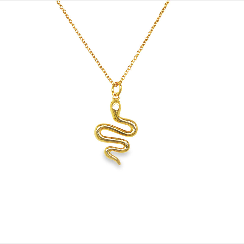 Onatah Sterling Silver Yellow Gold Plated Snake Pendant With Chain 40Cm + 5Cm Ext