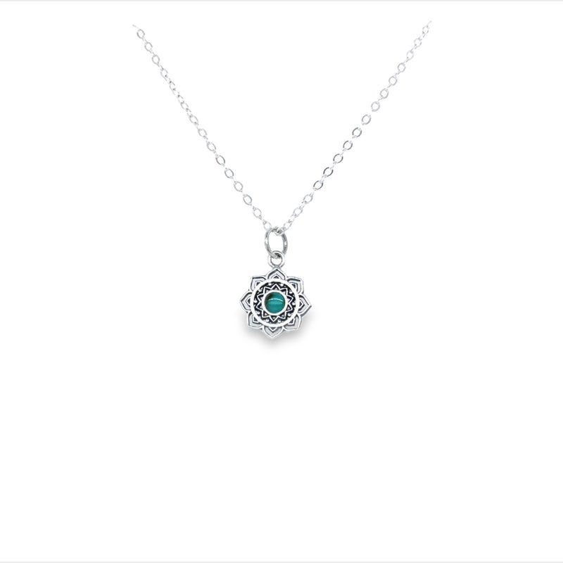 Onatah Sterling Silver Mini Mandala Pendant Set With Turquoise