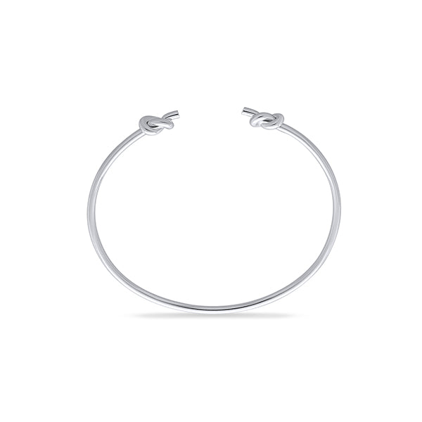 Silver Open Cuff Bangle With Knot Ends