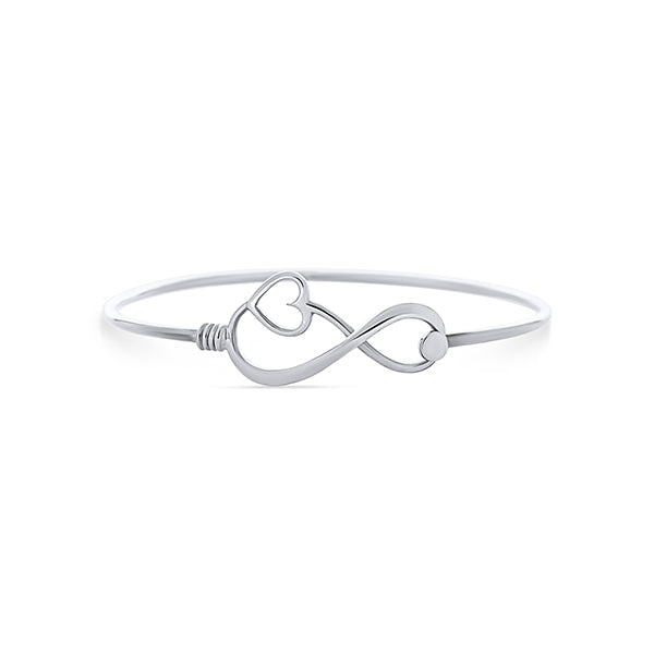 Silver Infinity And Heart Bangle