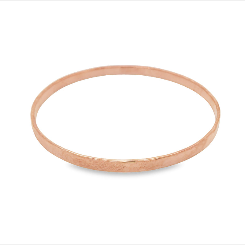 Onatah Sterling Silver Rose Gold Plated 4Mm Hammered Finish Bangle