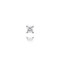 Sterling Silver Rhodium Plated 4Mm Square Cubic Zirconia Studs