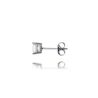 Sterling Silver Rhodium Plated 4Mm Square Cubic Zirconia Studs