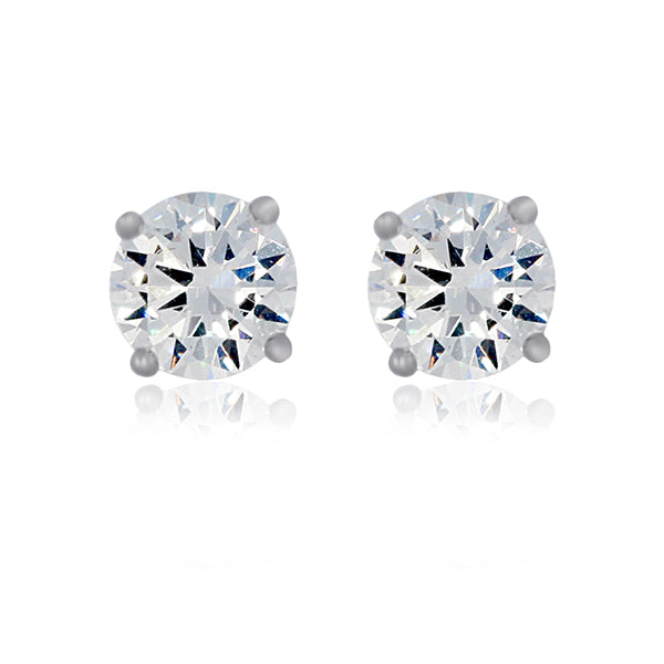 Sterling Silver Rhodium Plated 5Mm Round Cz Studs