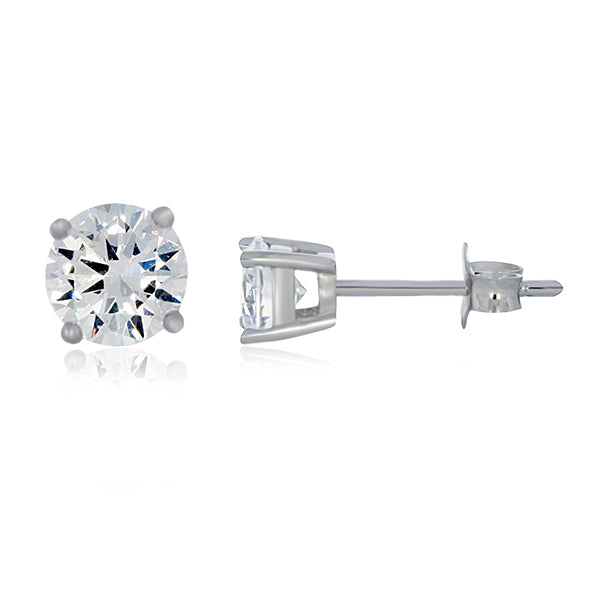 Sterling Silver Rhodium Plated 5Mm Round Cz Studs