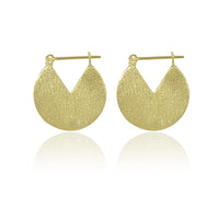 Yellow Gold Plated Round Earrings With Triangle Cut Out