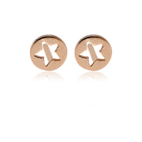 Rock Chick Sterling Silver Rose Gold Plated Small Open Star Stud Earrings