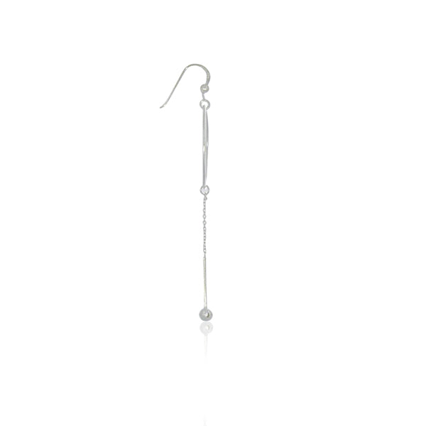 Silver Circle And Hanging Chain Earrings
