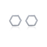 Silver Open Hexagon Studs