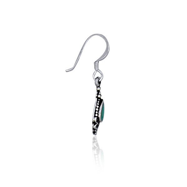 Silver Filigree Drop Earrings With Turquoise